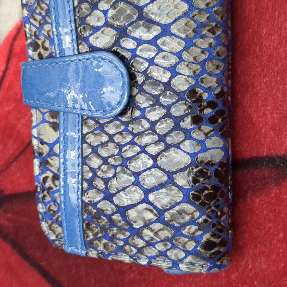 Brighton Blue Python Embossed Patent Leather Wall… - image 4